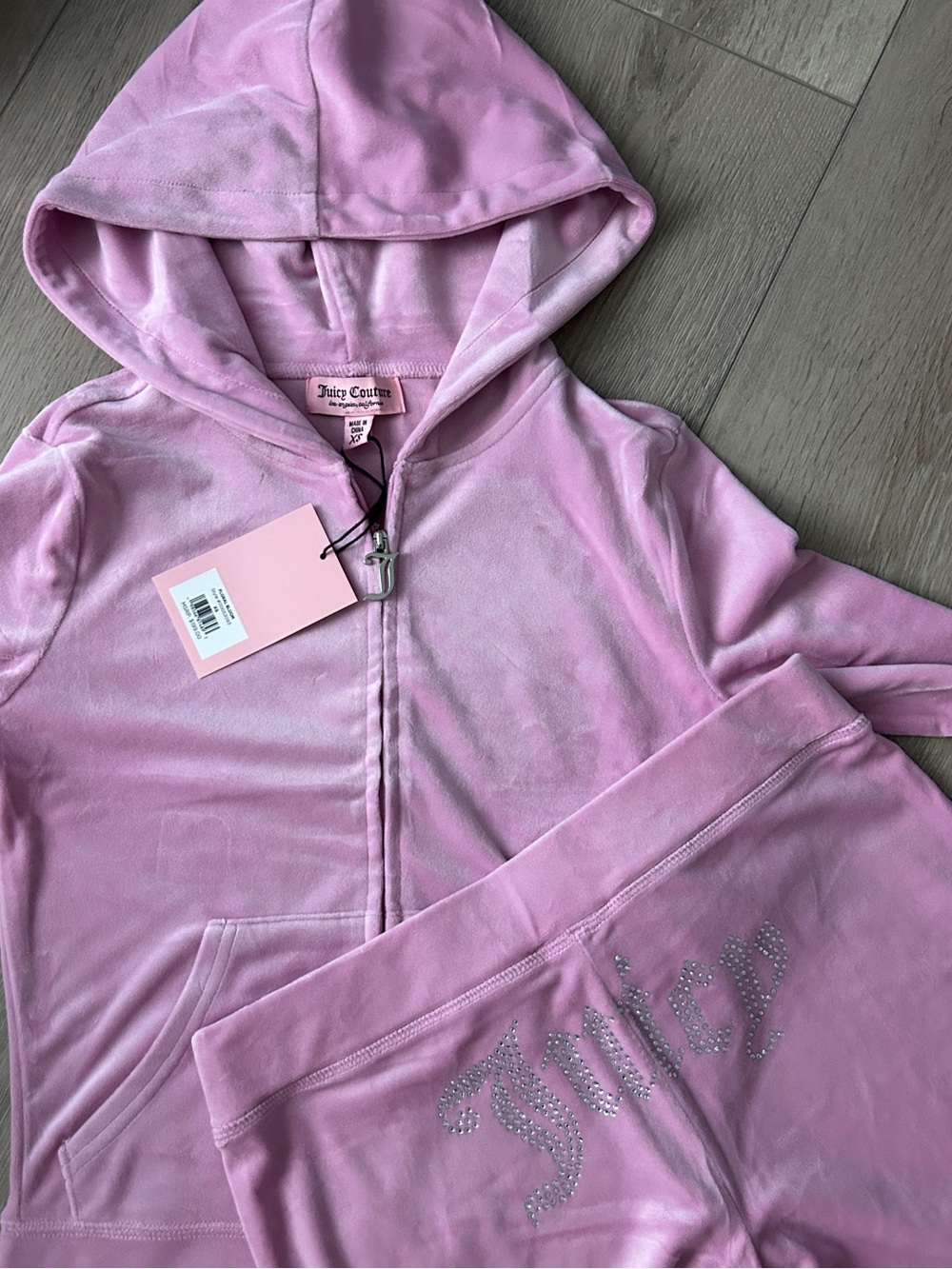 JUICY COUTURE FLORAL BLOOM OG BLING RHINESTONE VELOUR TRACKSUIT SWEATSUIT NWT - Picture 12 of 16